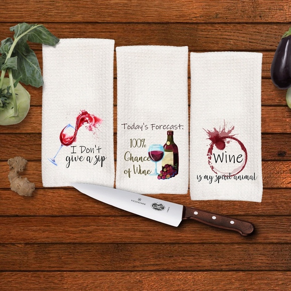 Other - Funny Wine or Vino Kitchen towel set, Great gift‎